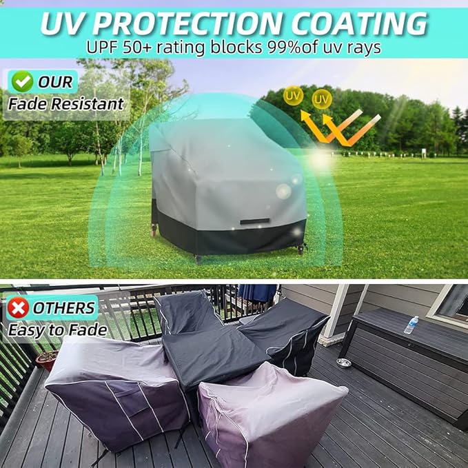 Patio Swivel Chair Cover Waterproof 2 Pack, 600D Heavy Duty Outdoor Furniture - Image 4
