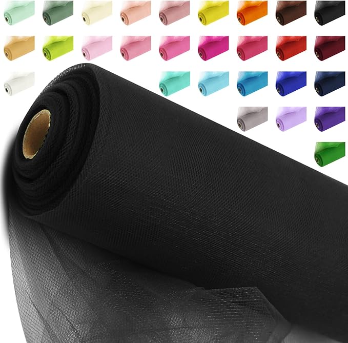 54" by 20 Yards Black Tulle Fabric Rolls by AblemeDeco