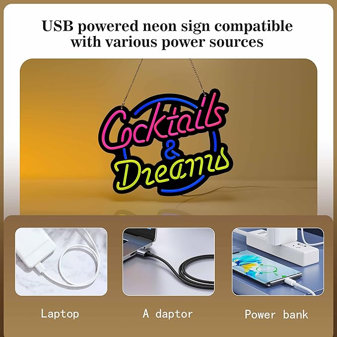 Ultrathin Cocktails Dreams Neon Sign Art Wall Lights - Image 3