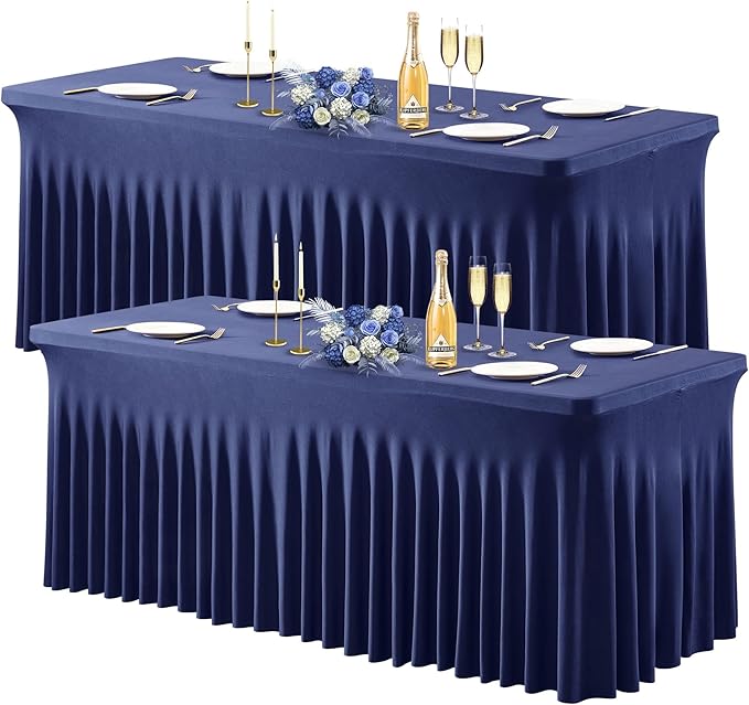 Wish Care 2 Pack Navy Blue Spandex Table Clothes by WishCare