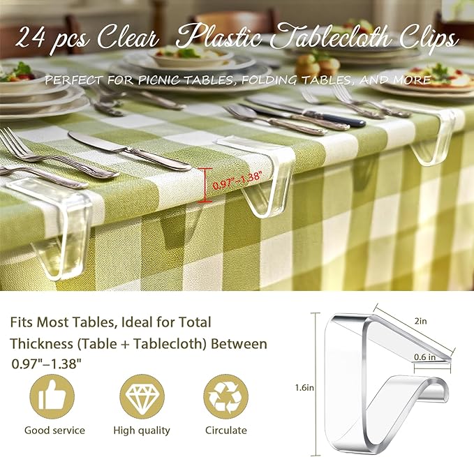 24 Pcs Clear Table Cloth Holder Clips - Image 2