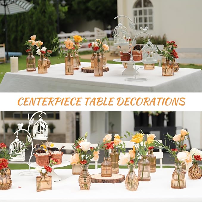 Bud Vases Set of 12, Amber Vase Small Glass Vases - Image 5