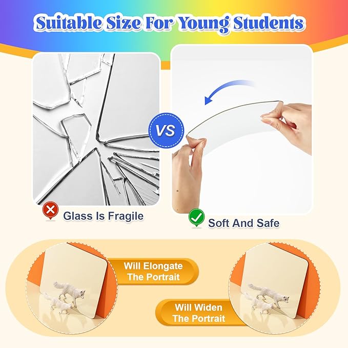 Dandat 10 Pcs Small Mirrors for Kids 6 x 6 Inch Square Shatter Proof Reflector - Image 3
