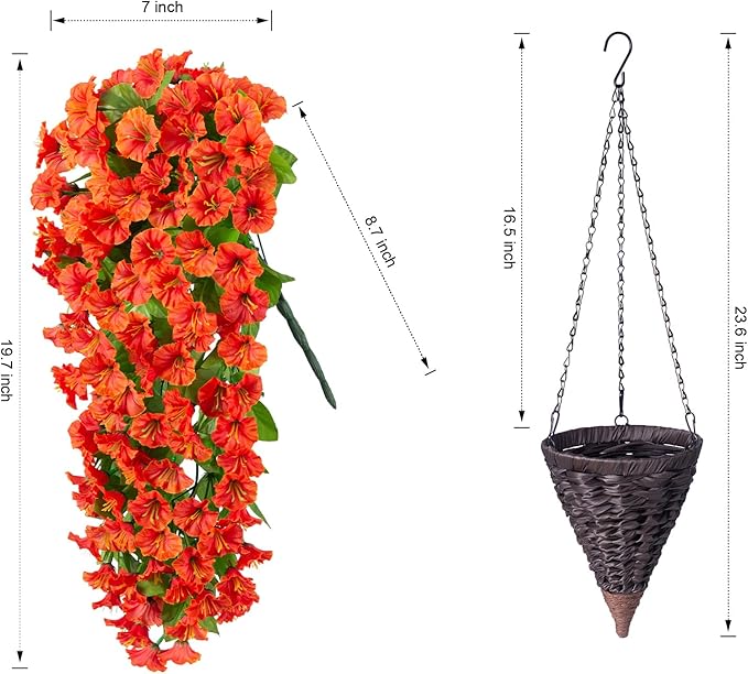 Artificial Fake Hanging Flowers Plants Baskets - Image 3