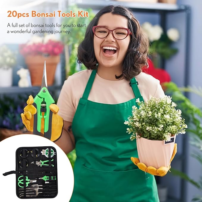 Bonsai Tools Kit 20 Pcs Garden Tools Set - Image 8