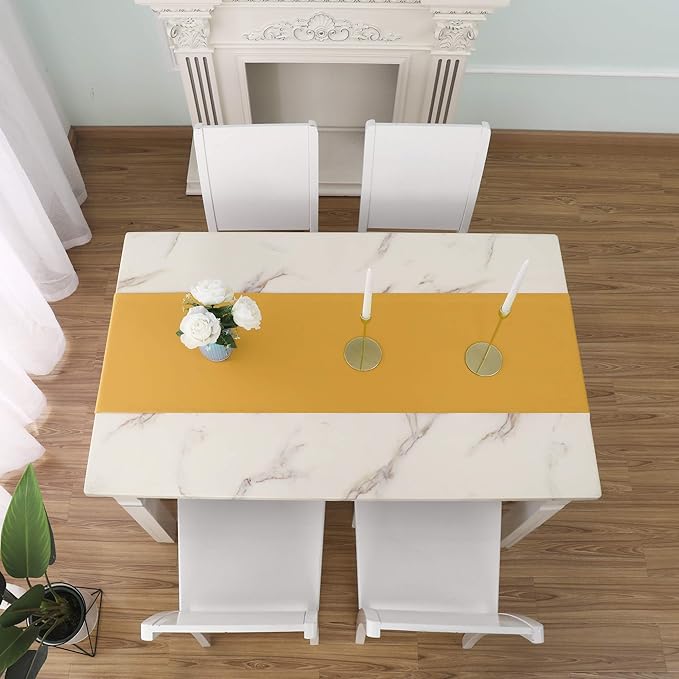 DUALIFE Table Runner Yellow 14 x 72 Inches Long Vivid Fall Yellow Table Runner - Image 3