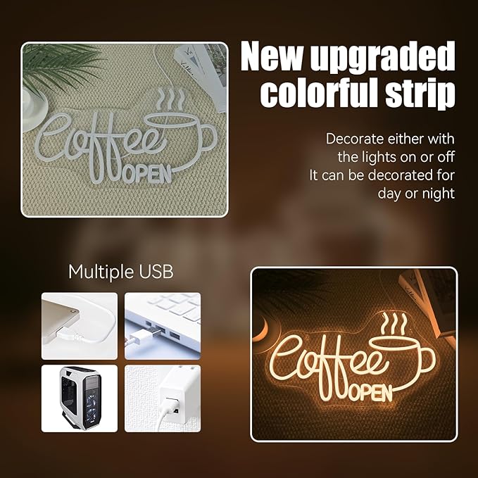 Ineonlife Coffee Open Neon Sign Light Up - Image 4