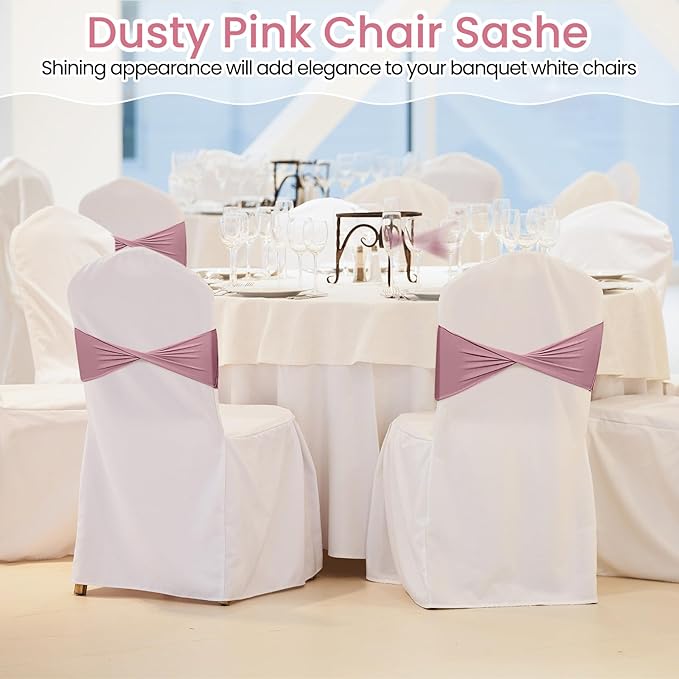 Kinlop 50 Pcs Spandex Chair Sashes Bows Chair Bands Slider Sashes - Image 5