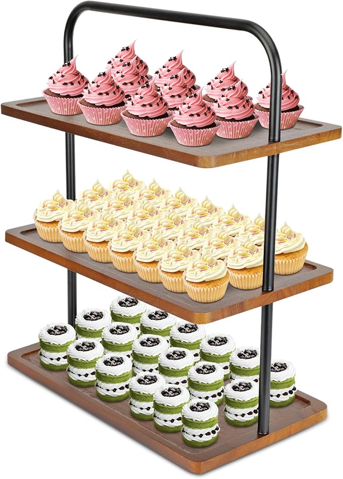 Solid Hardwood Cupcake Stand, Raised Edges by Unknown