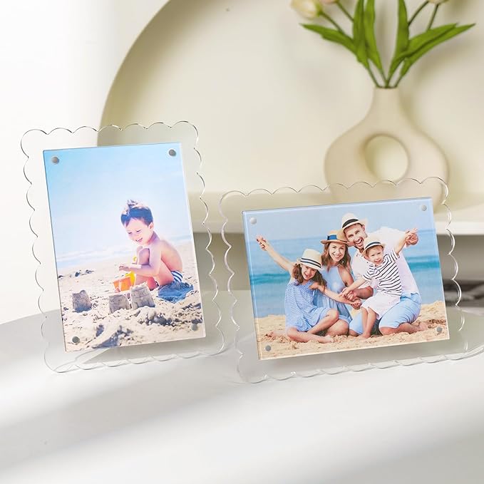 Cuspin 5x7 Acrylic Frames Set of 2 Scalloped Picture Frame - Image 7