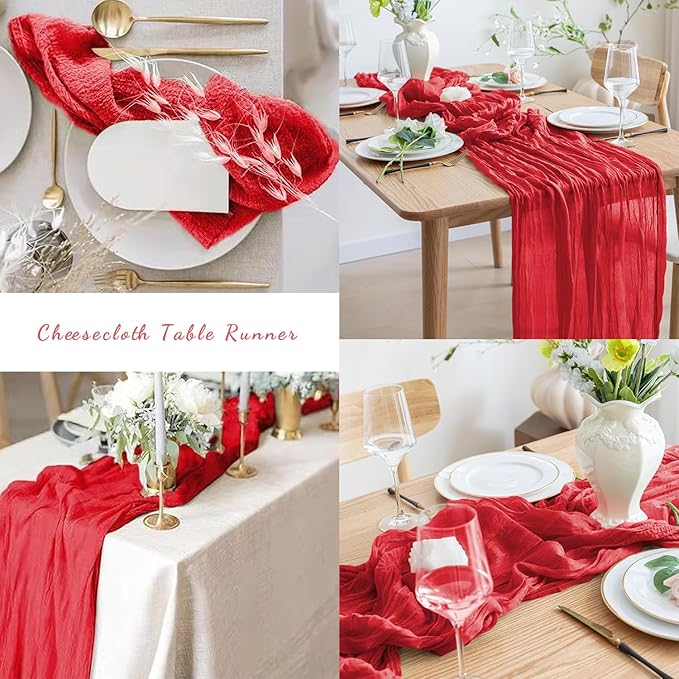 20 Pack Red 10FT Cheesecloth Table Runner Rustic Gauze Fabric Cheese Cloth - Image 6