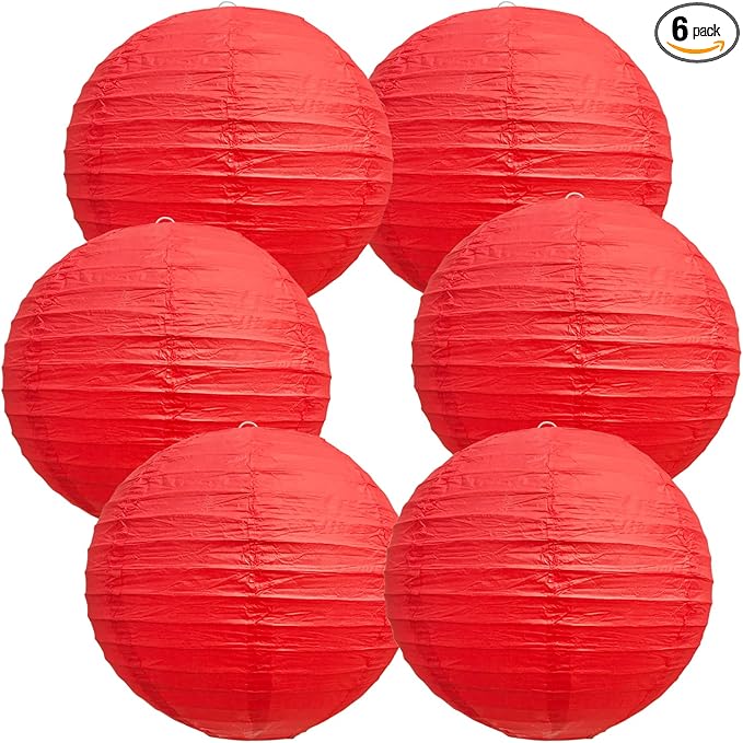 BEISHIDA 8-Inch Red Round Paper Lanterns Decorative Hanging Asia Chinese by Beishida