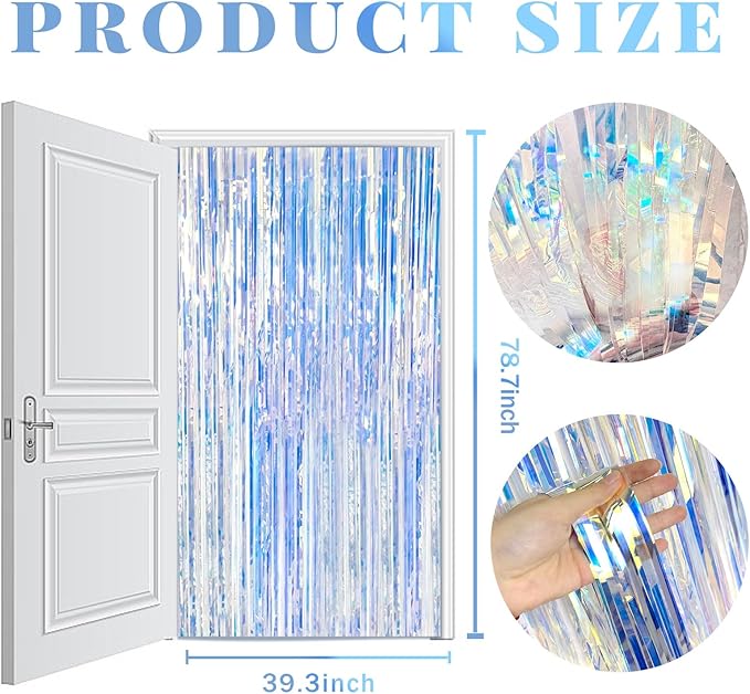 20 Pack Foil Curtain Backdrop Iridescent Metallic Tinsel Foil Fringe Curtains - Image 7