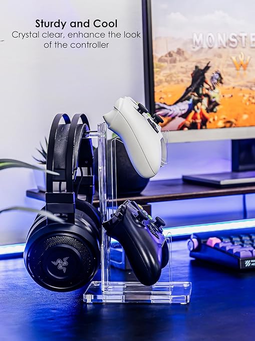OAPRIRE Headset and Controller Stand, Space-Saving 2 Tier Game Controller Holder - Image 4
