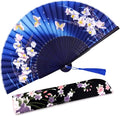 Amajiji Folding Hand Fan for Women, Chinese Japanese Vintage Style Bamboo Silk by Amajiji