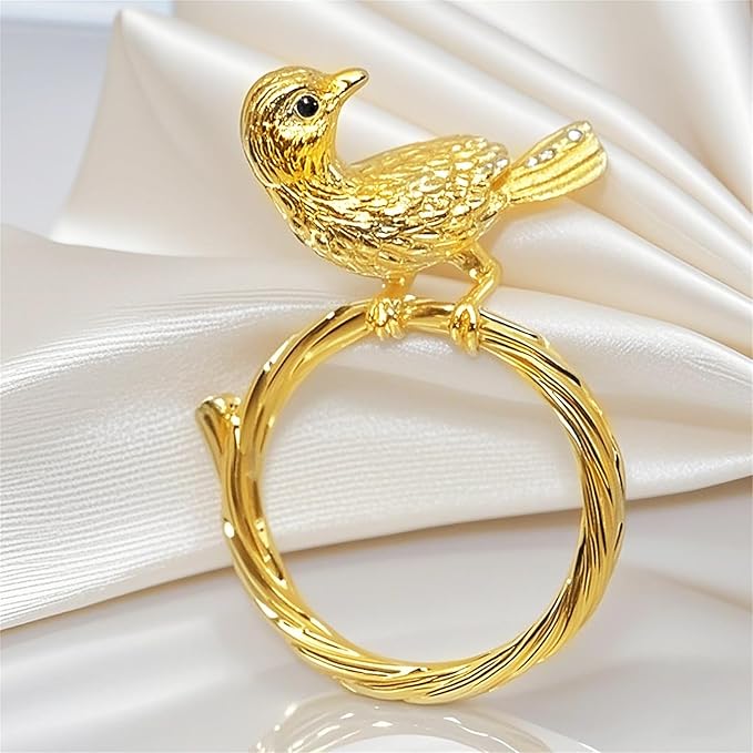 Napkin Rings Set of 8 Gold Bird Napkin Rings - Image 9