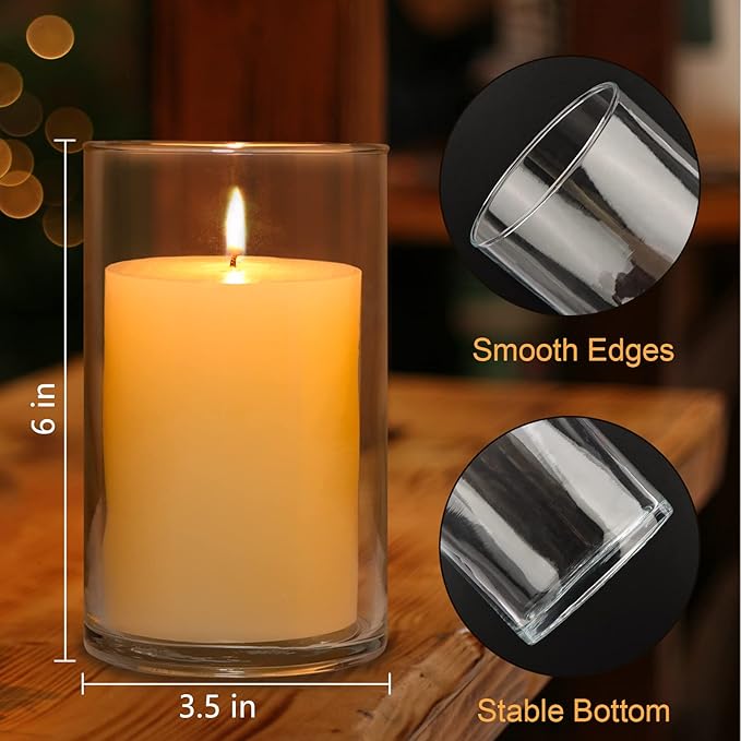 6 Pack Clear Glass Cylinder Vases, 6 Inch Flowers Vase, Floating Candle Holder - Image 2