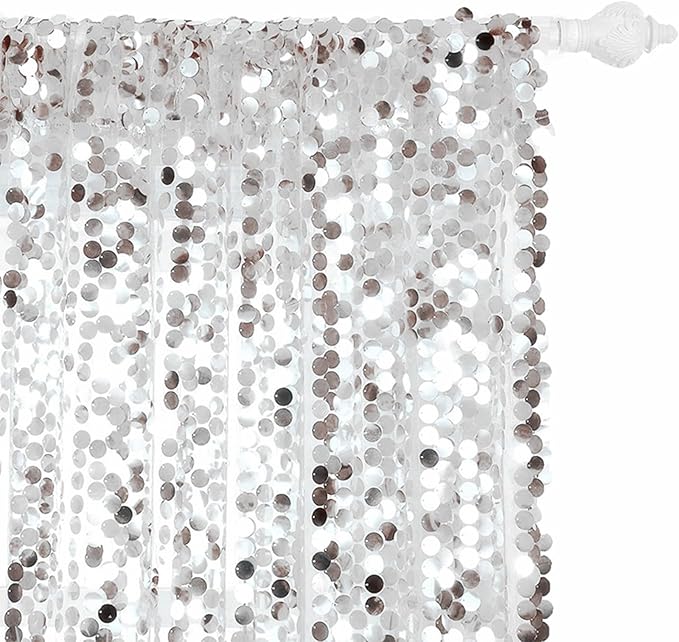 HH 9x9FT Big Silver Sequin Backdrop Curtains, Shimmer Sequin Fabric Photography - Image 4