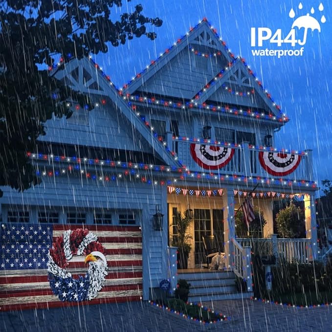YEGUO 500LED 165ft 4th of July led Lights Outdoor Waterproof, Patriotic String - Image 3
