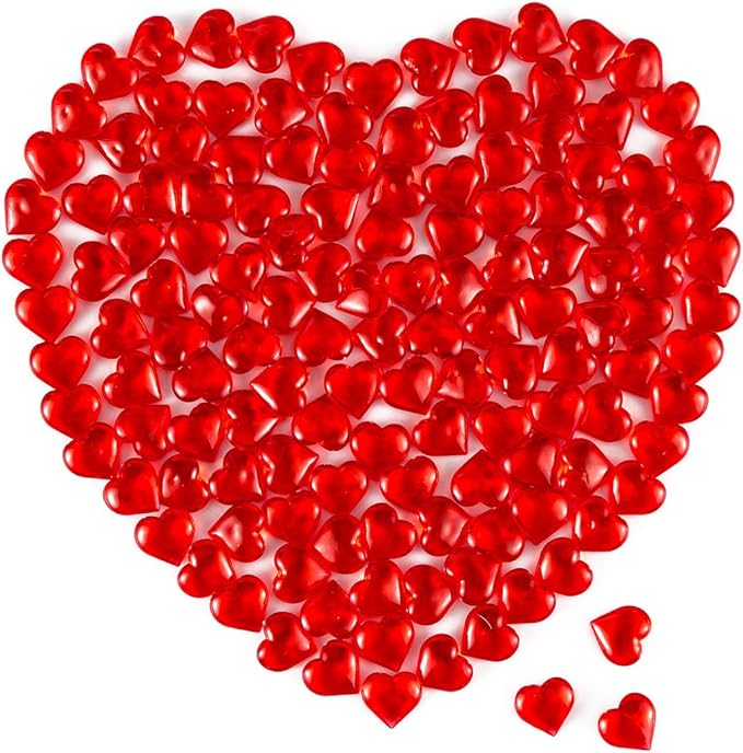 Red Acrylic Heart Translucent Hearts Shaped Crystals Gems by Homtable
