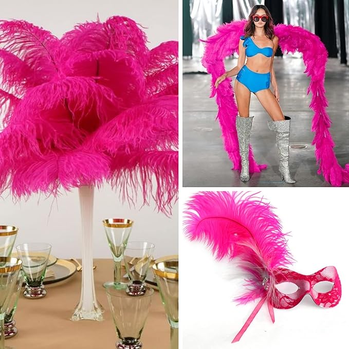 Fuchsia Large Ostrich Feathers Bulk- 16-18 inches 10pcs - Image 6
