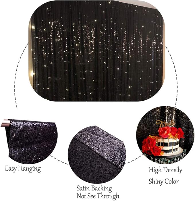 SquarePie Sequin Backdrop Curtain Less Transparent Sparkly Photo Booth - Image 9