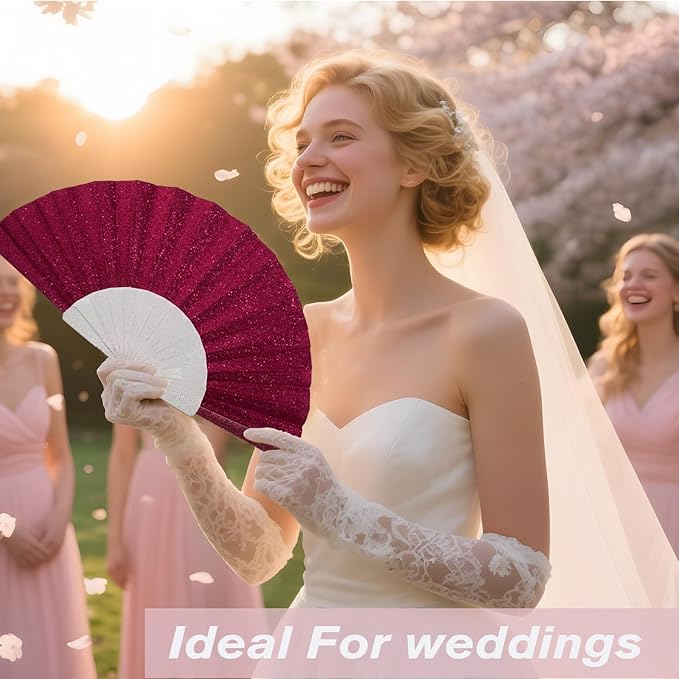 48 Pack Handheld Fan, Folding Hand Glitter fan - Image 3