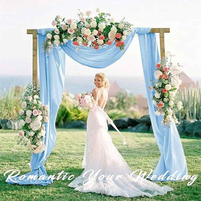 Wedding Arch Drapes Fabric 2 Panels 20Ft Length x 28" Width Baby Blue Arch - Image 8
