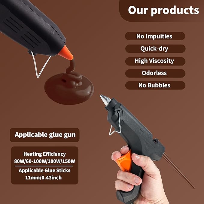 MATUFF Brown hot Glue Sticks Full Size 0.43” Dia x 8” Long, All-Purpose Colored - Image 4