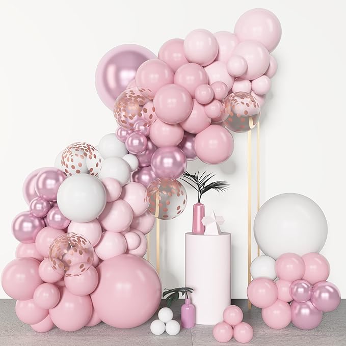 Amandir 153pcs Pink White Balloons Arch Garland Kit, Different Sizes 18 12 10 - Image 4
