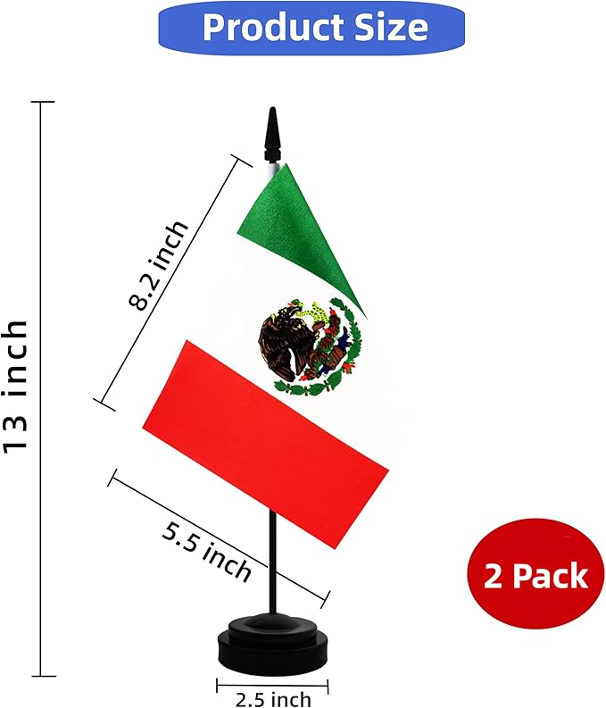2 Pack Mexico Desk Flag, Mexican Table Office Flag - Image 2