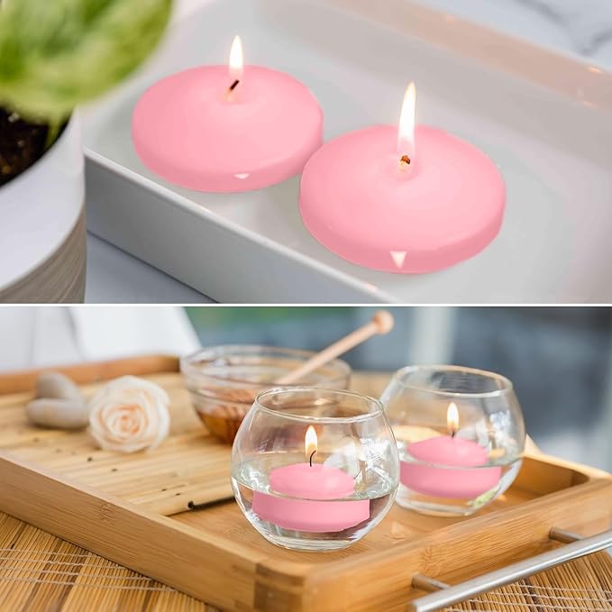 12 Pcs 3 inch Romantic Pink Floating Candles, Smokeless and Unscented, Burns - Image 9