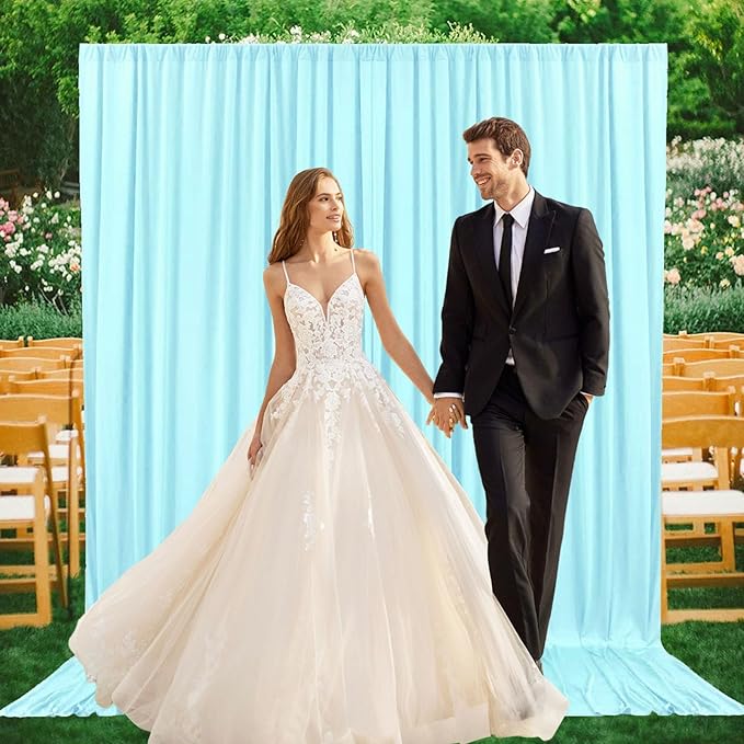 2 Panels Lake Blue Backdrop Curtain, 10 x 7 Feet Background Curtains - Image 6