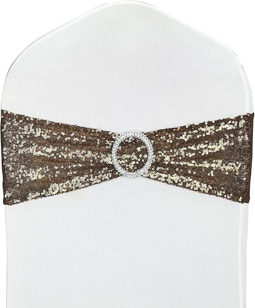 10 Pcs Sequin Chair Sashes Stretch Chair Bands Spandex Polyester Bows by LIZIMI