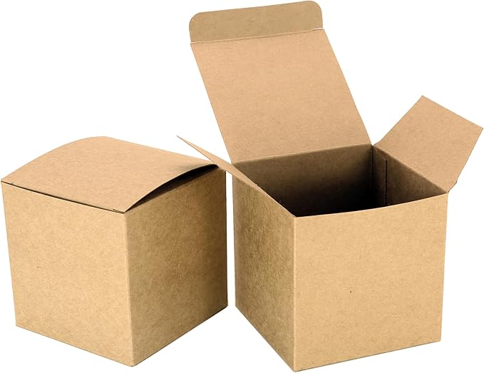 25 Pcs Brown Paper Gift Boxes, Small Candy Treat Boxes Bulk, Birthday Gifts by Oletx