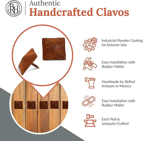 10 Pack 1.25" Square Head Iron Clavos Decorative Nails – Rusted – Handmade - Image 2