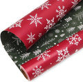 Ribbli Christmas Wrapping paper Reversible Snowflake and Christmas Tree Red by Ribbli