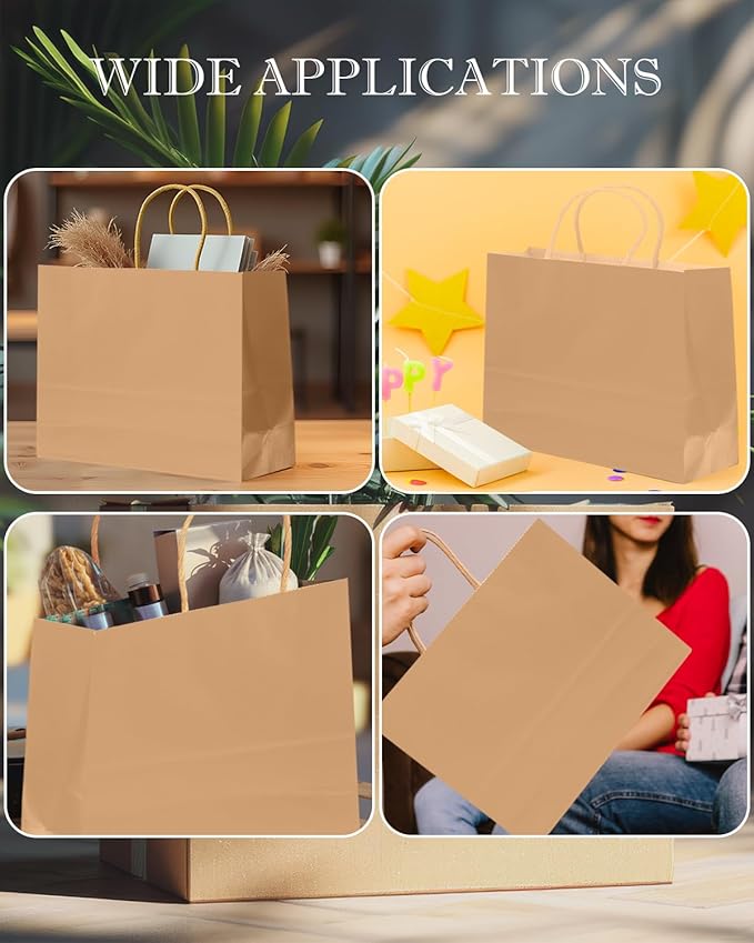 qiqee 30-Packs Brown Gift Bags - Image 7