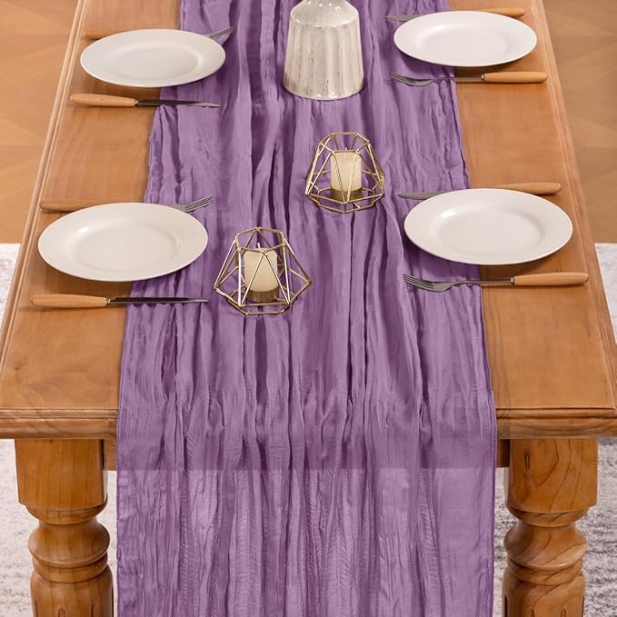 MLMW 6 Pack Fall Table Runner Purple Cheesecloth Boho Rustic Sheer Cheese Cloth - Image 4