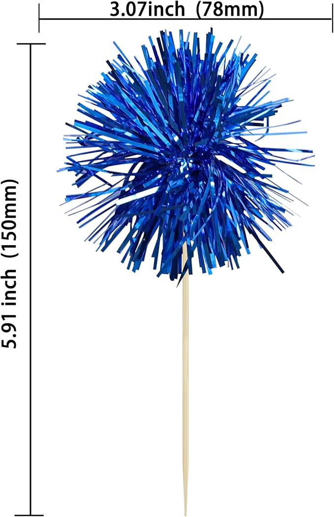 Ephlyn 30Pcs Foil Firework Cupcake Toppers Sparkles Fireworks Sticks Birthday - Image 2