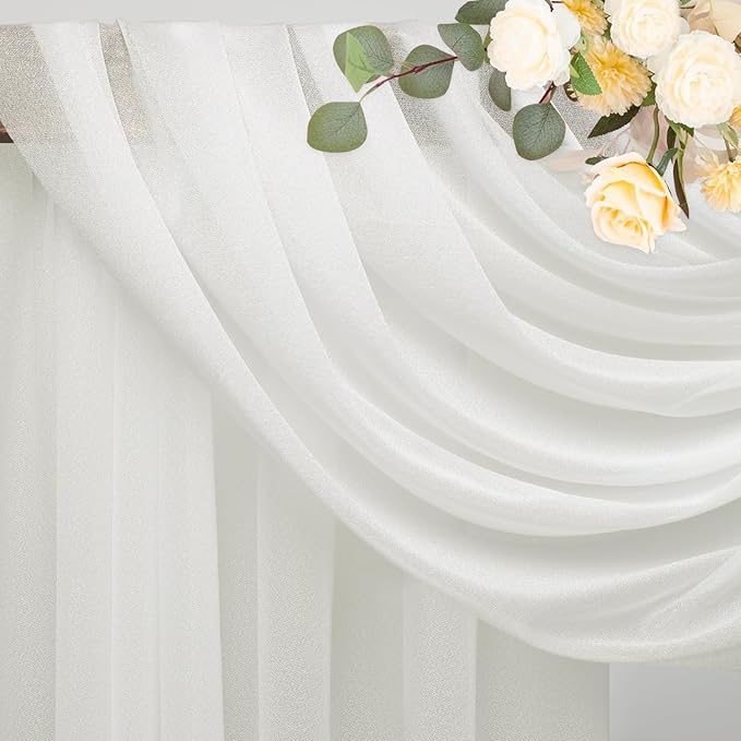 Wokceer Wedding Arch Draping Fabric 2 Panels 28.7" x 20FT Ivory Drapes Sheer - Image 4
