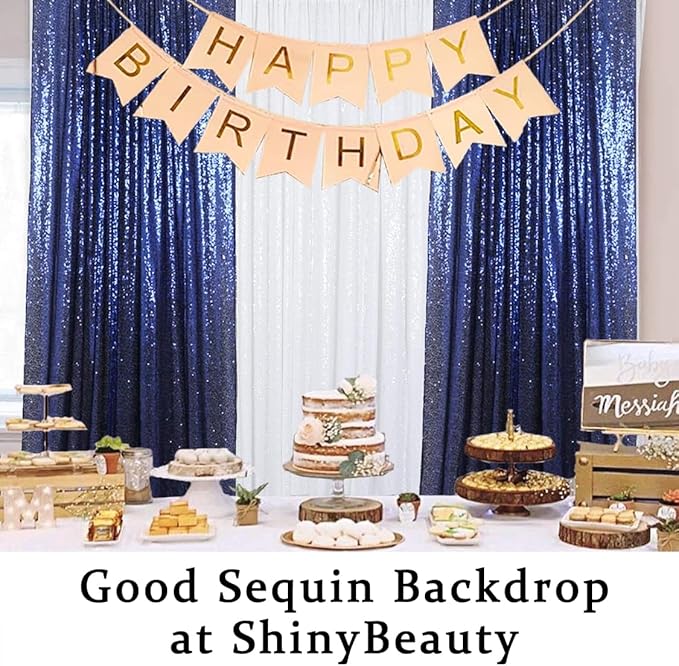 ShinyBeauty 4x10ft Navy Blue Sequin Photo Backdrop – 2 Pack Glitter Curtains - Image 6