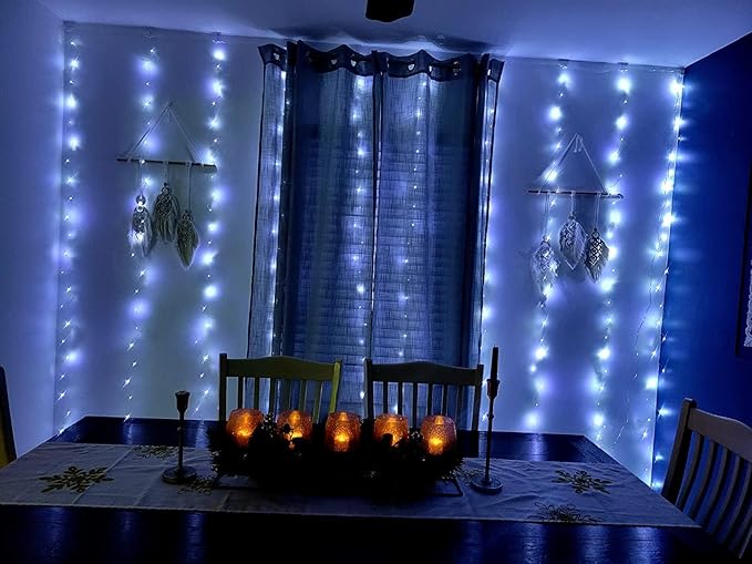 300LED Fairy Curtain Lights, 9.8x9.8Ft Warm White USB Plug in 8 Modes & Timer - Image 7