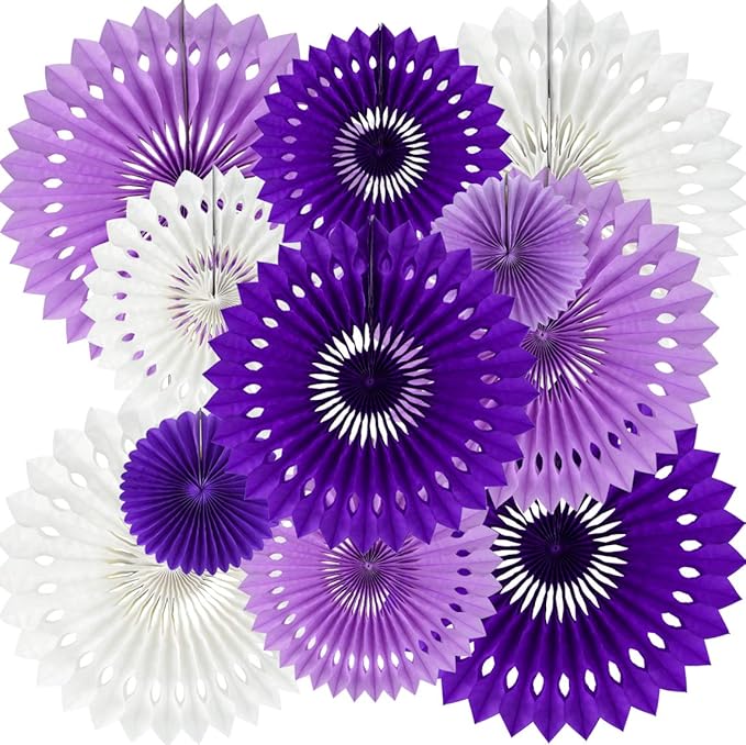 BEISHIDA Lavender Purple White Tissue Hanging Honeycomb Round Paper Fans by Beishida