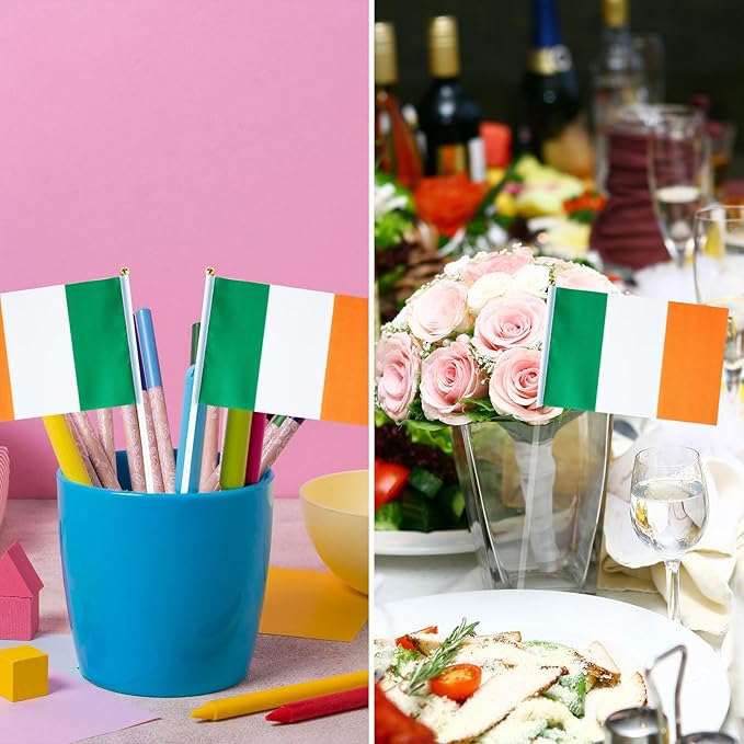 Ireland Flag Irish Flag, Small Mini Handheld Ireland Flags on Stick - Image 5