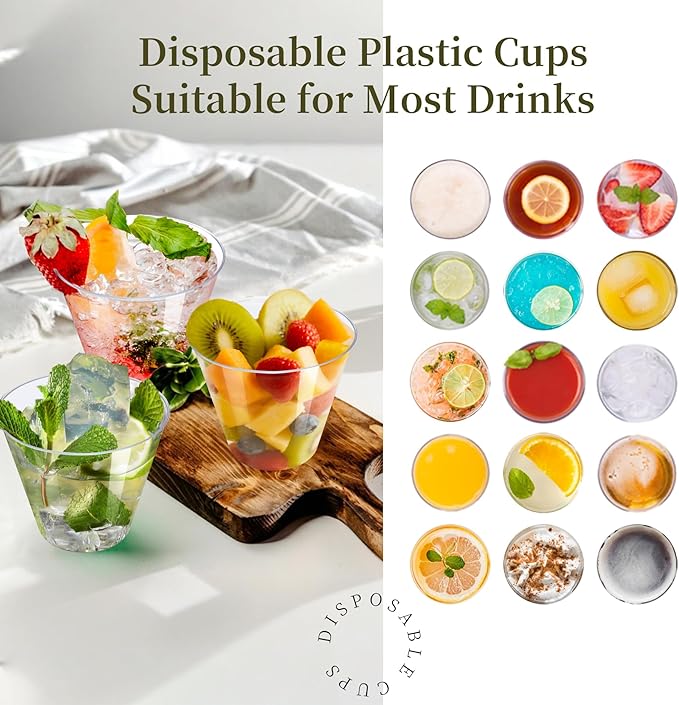 100Counts 9 OZ. Disposable Cups Old fashioned Party Tumblers, 9 Ounce Squat - Image 5