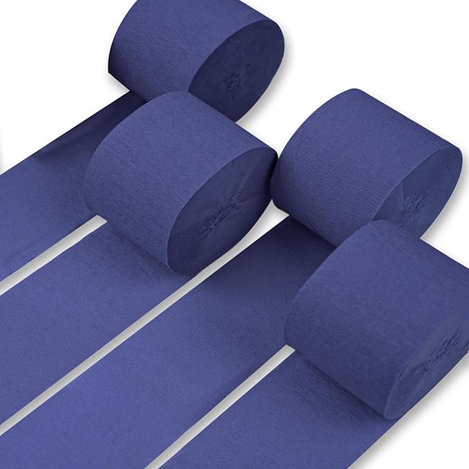 PartyWoo Crepe Paper Streamers 4 Rolls 328ft, Pack of Crepe Paper Navy by PartyWoo