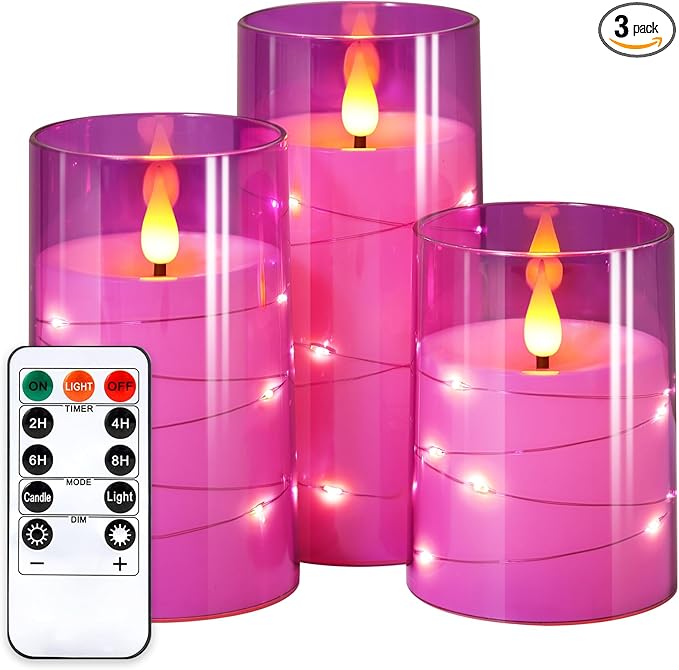NURADA Flickering Flameless Candles: Built-in Star String Lights 3D Wick by NURADA