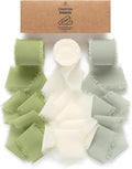 Vitalizart Sage Green Handmade Chiffon Silk Ribbon Fringe 1.5" x 21 Yd Frayed by Vitalizart