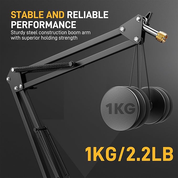 MAONO Boom Arm Microphone Stand: Adjustable Metal Suspension Mic Boom Arm - Image 4